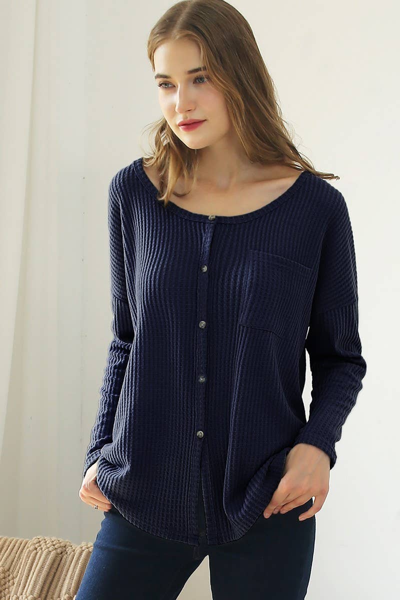 CWTSTL722_R NECK DETAILED BUTTON PULLOVER SWEATER KNIT TOP