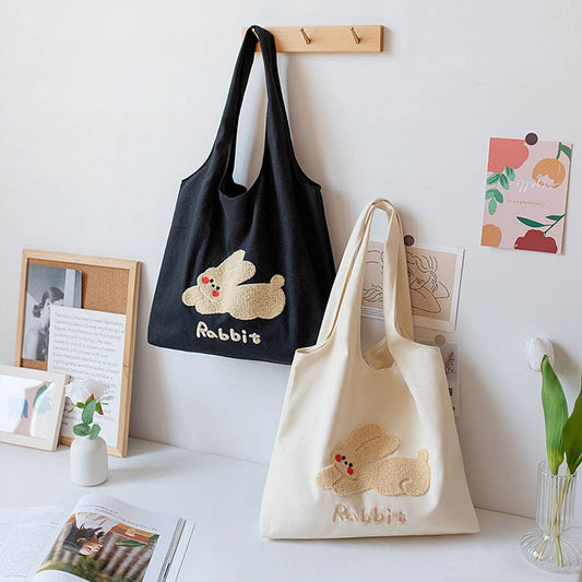 Towel Embroidered Canvas Tote for Girls, Large_CWAB5660