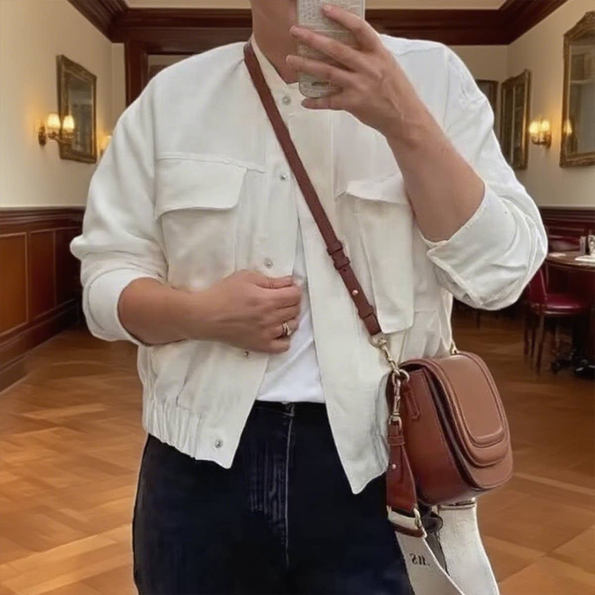 Cotton linen blended solid-color pilot jacket