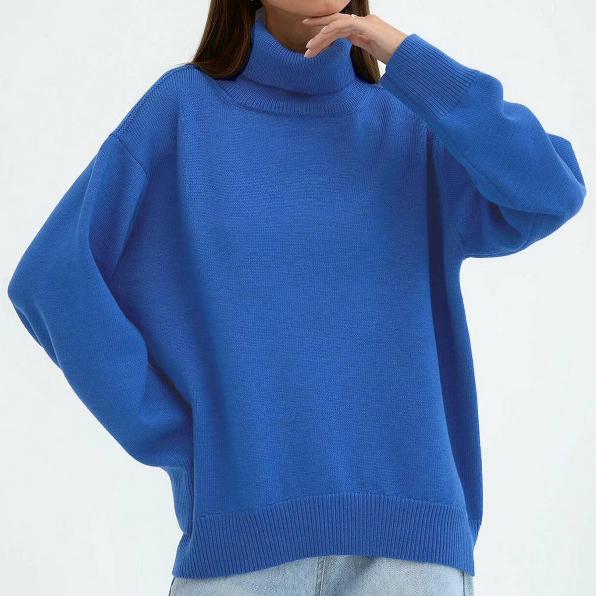 Women's Solid Turtleneck Knit Sweater