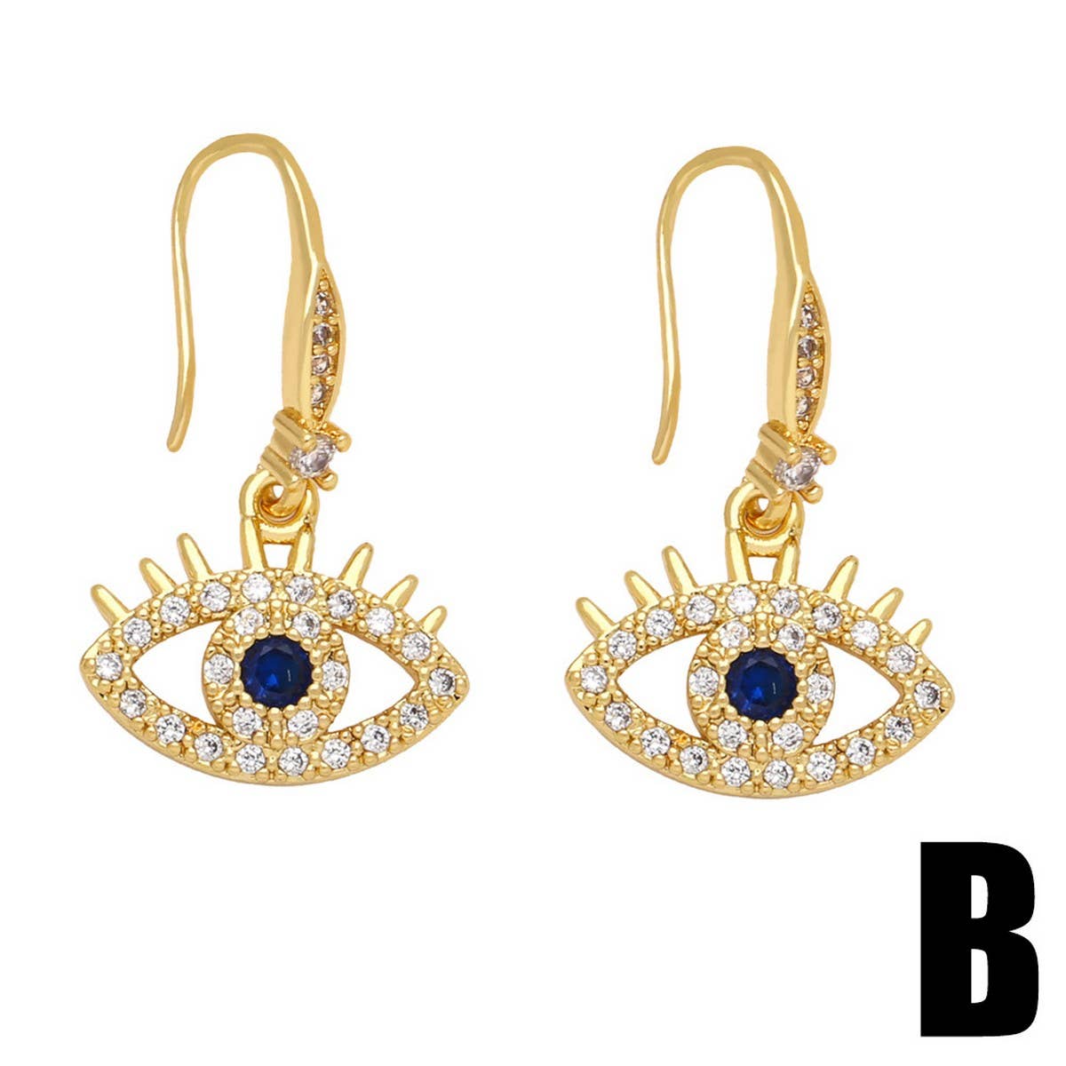 COLORED ZIRCON DEVIL'S EYE PENDANT EARRINGS