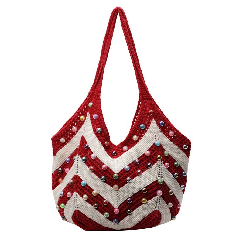 Pearl hollowed-out large-capacity underarm bag