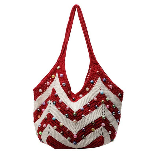 Pearl hollowed-out large-capacity underarm bag