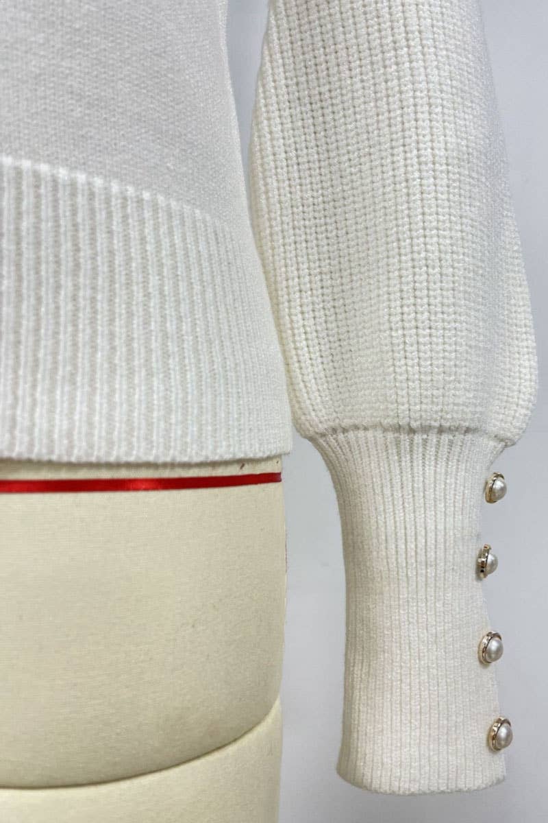 CWOSWL605_Turtle Neck Long Sleeve With Botton Sweater