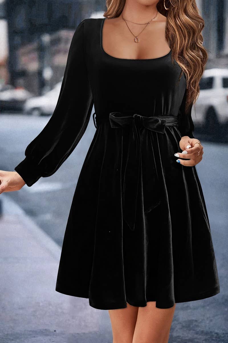 CWDSD7622_ELEGANT AND VERSATILE SLIM WAIST STRETCH DRESS