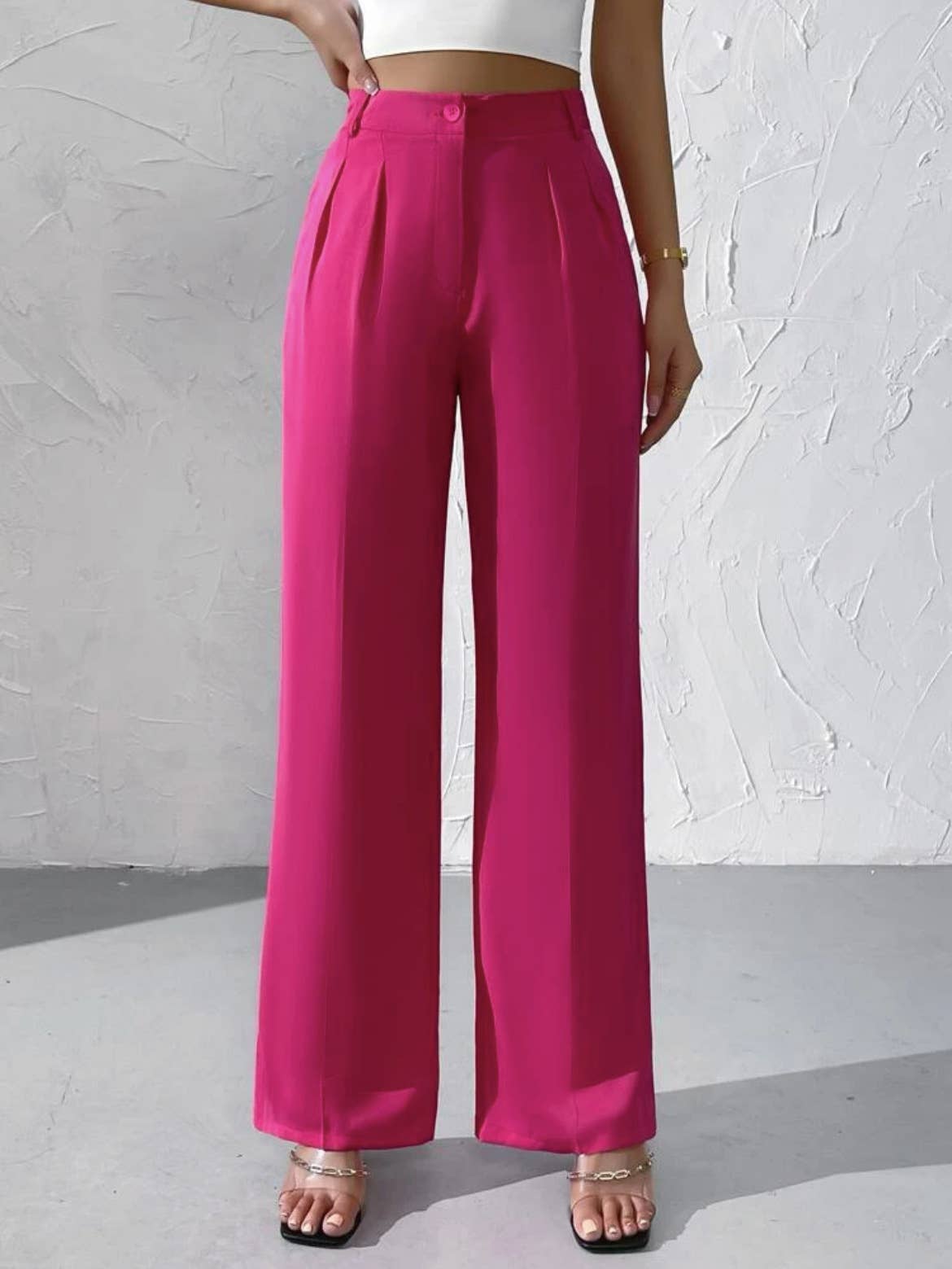 Elegant solid color dangling wide-leg suit pants