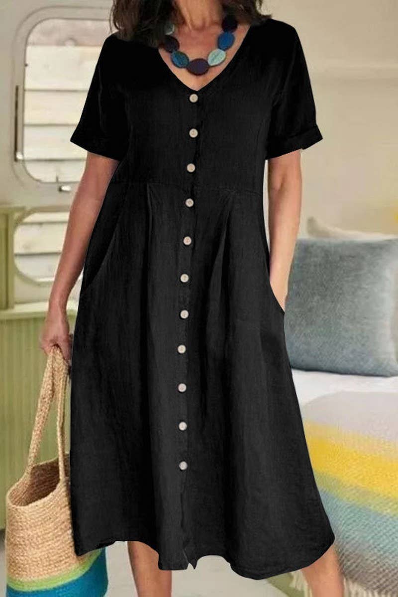 CWDMD01002_NEW SOLID COLOR LOOSE HIGH WAIST DRESS