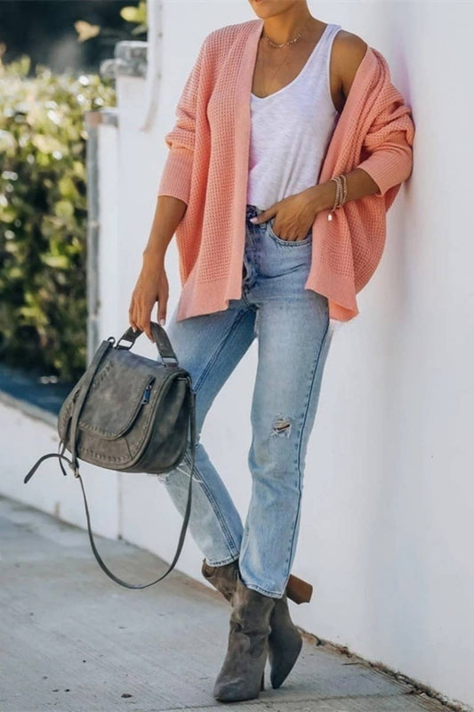 CWOCAL372 Oversized Open Front Casual Cardigan Sweater