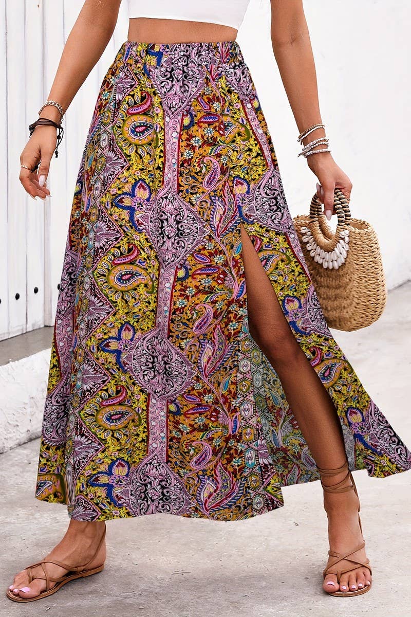 CWBLS0438_SPRING AND SUMMER PERSONALITY SLIT A-LINE SKIRT