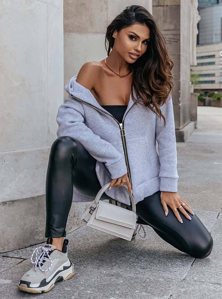 CASUAL HOODIE WITH LOOSE ZIPPER HOODIE