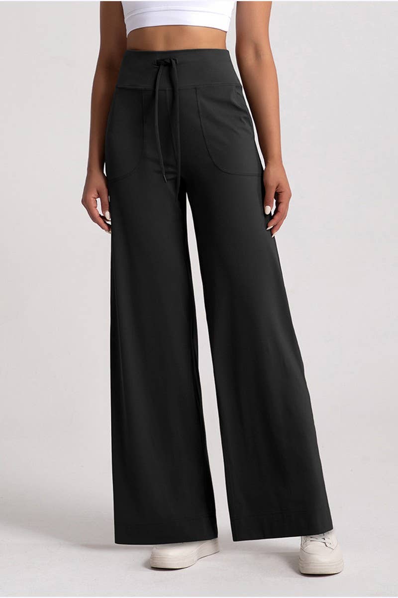 CWBLP1505_STRAIGHT DRAWSTRING HIGH WAIST LOOSE SWEATPANTS