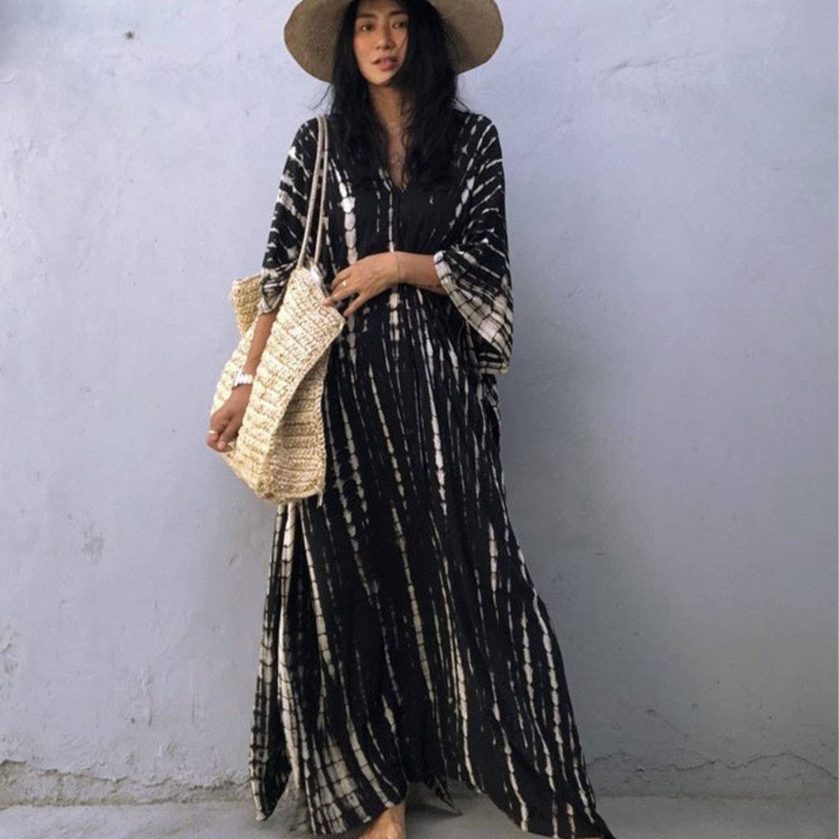 Tie-Dye Caftan Beach Cover-Up Loose Resort Robe