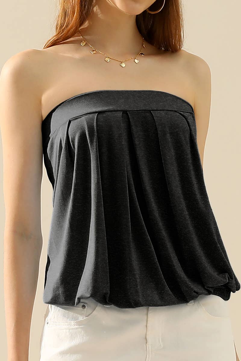 AWTTSL130_Basic Sleeveless Pleated Tube Top