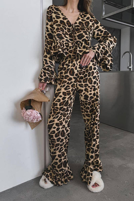 CWSPJ0184_LEOPARD PRINT LOUNGEWEAR PAJAMA SET