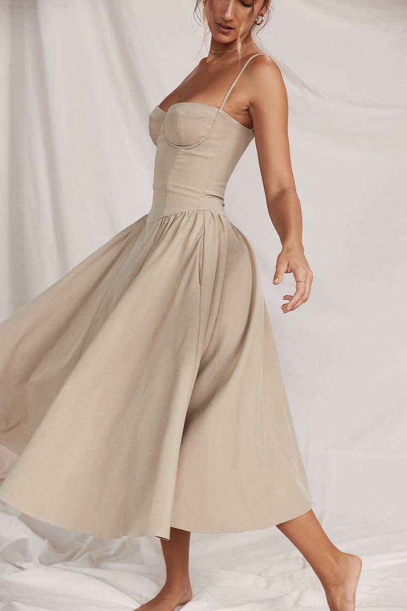 CWDMD5632_SLIM FIT OFF-SHOULDER BACKLESS MIDI DRESS