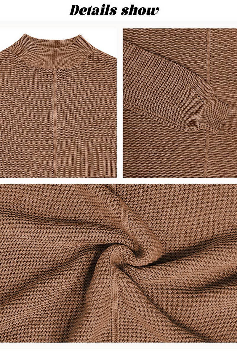 CWOSWL7022_SOLID COLOR HALF TURTLENECK PULLOVER SWEATER