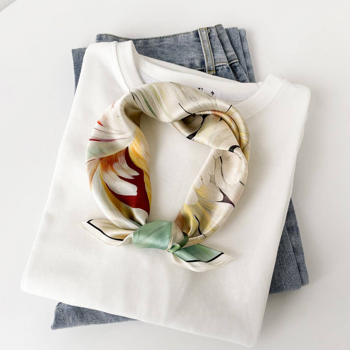 Silk Square Scarf ? Elegant Chinese Floral Print