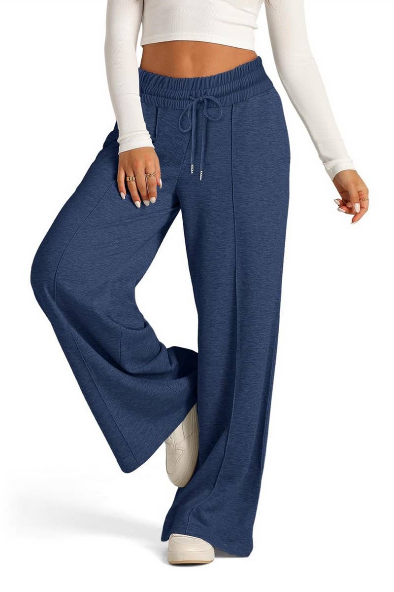 CWBLP01037_TIE WAIST SOLID WIDE LEG CASUAL PANTS