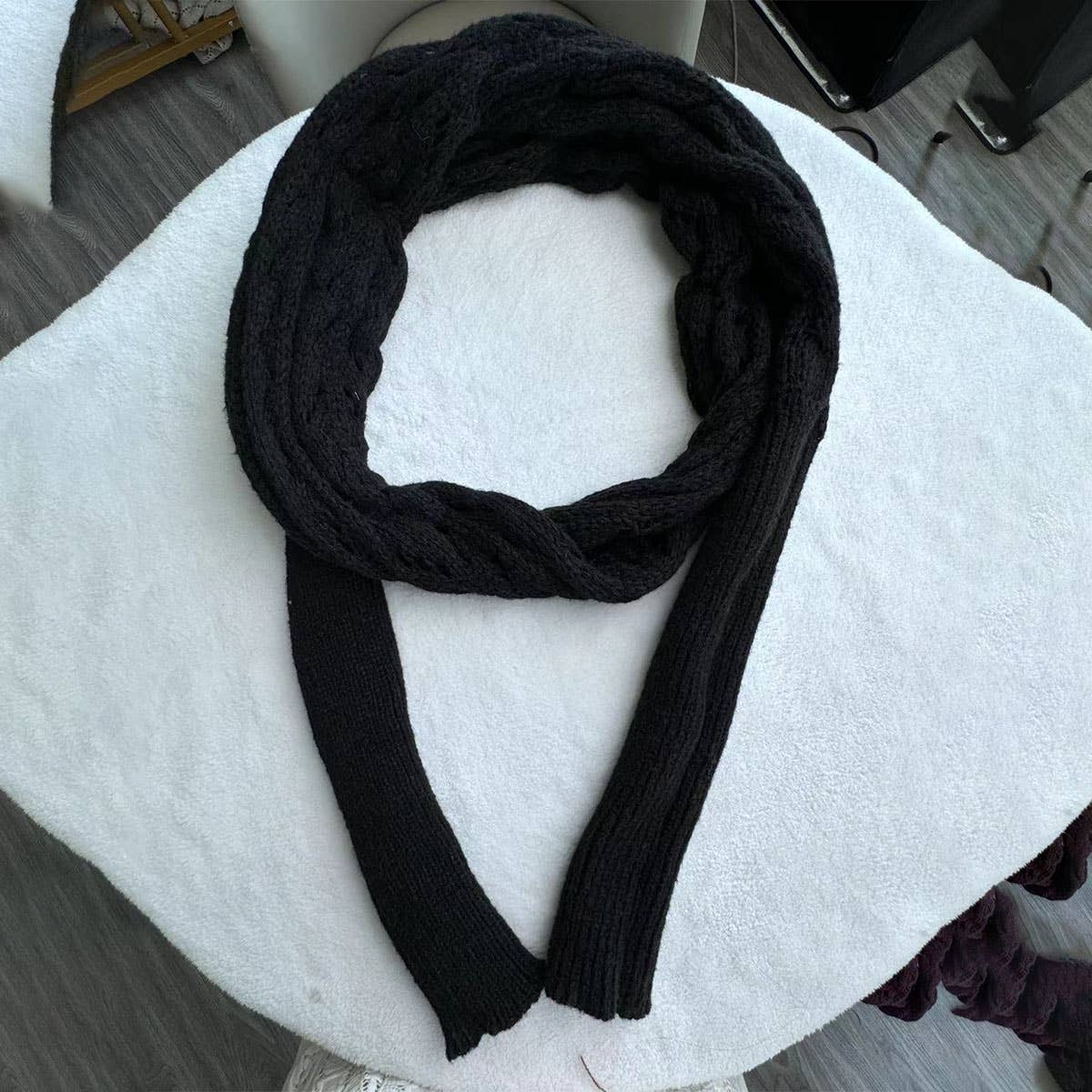 Cable Knit Infinity Scarf with Sleeves for Fall _CWASC1537
