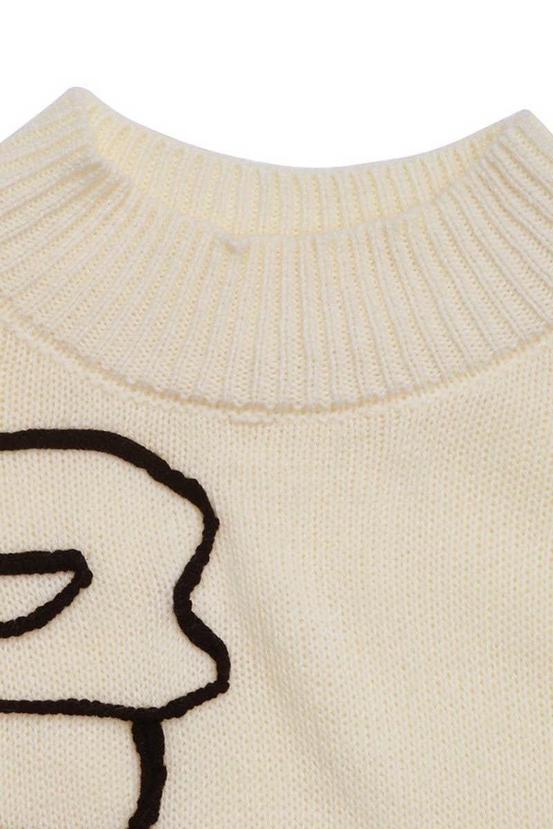 CWOSWL6836_AUTUMN WOMEN'S HALF TURTLENECK FLORAL SWEATER