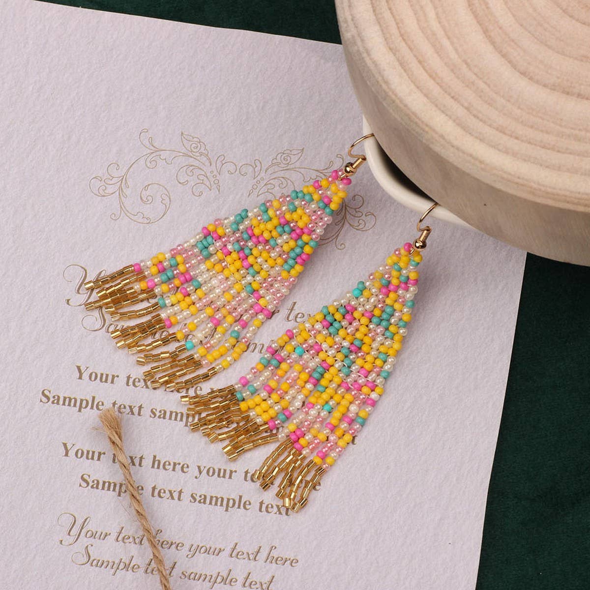 COLORFUL BOHEMIAN EXOTIC RICE BEAD EARRINGS
