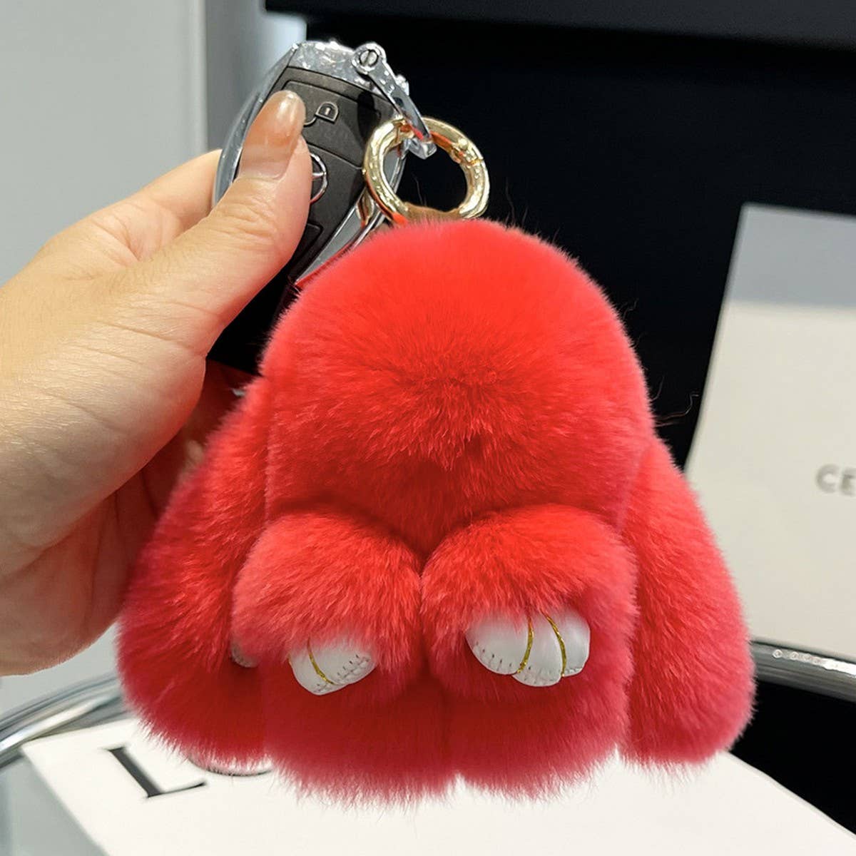 NEW MINI CUTE PLUSH BUNNY CAR KEYCHAIN PENDANT