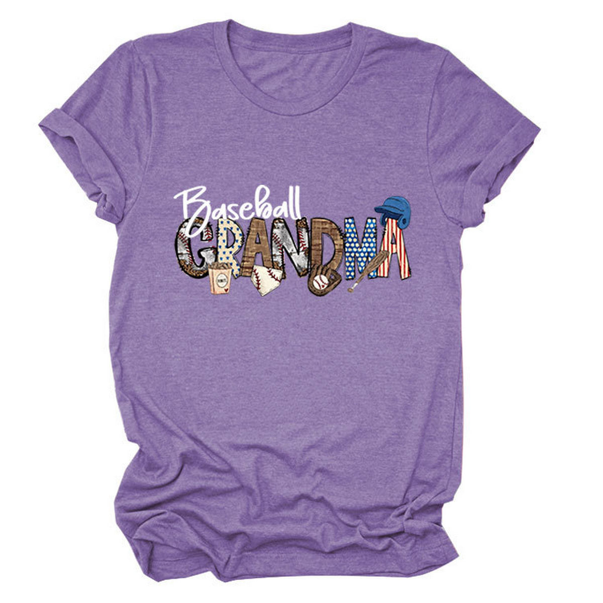 Casual Crew Neck Tee ?œBaseball Grandma??Shirt_CWTTSL0496