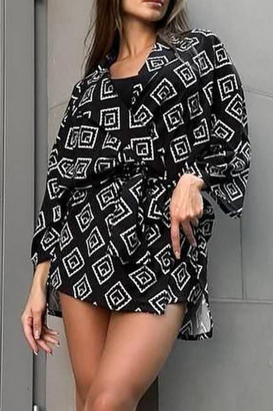 CWSPJ0371_PRINTED LONG-SLEEVED ROBE AND SHORTS PAJAMA SET