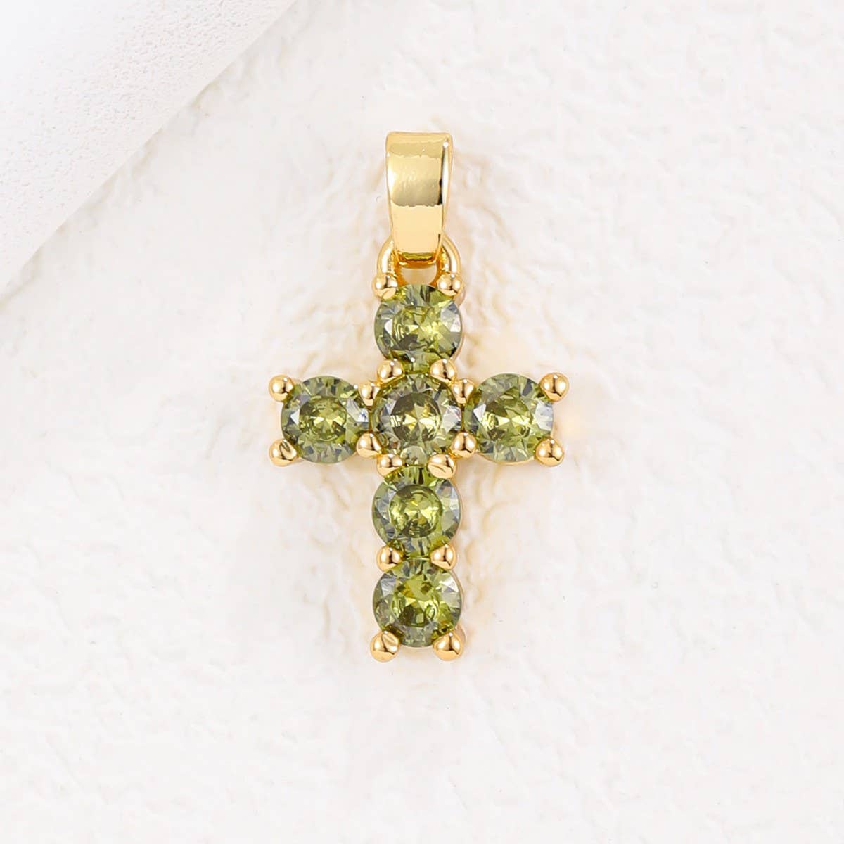 Colorful Zircon December Cross Pendant Necklace