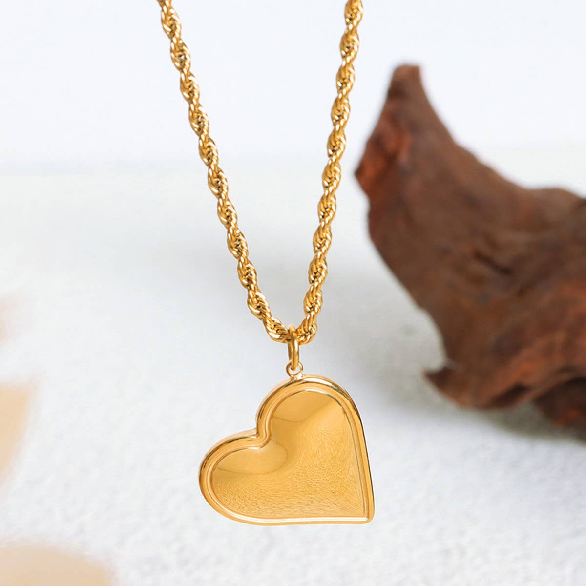 HEART TITANIUM STEEL PENDANT EARRINGS NECKLACE