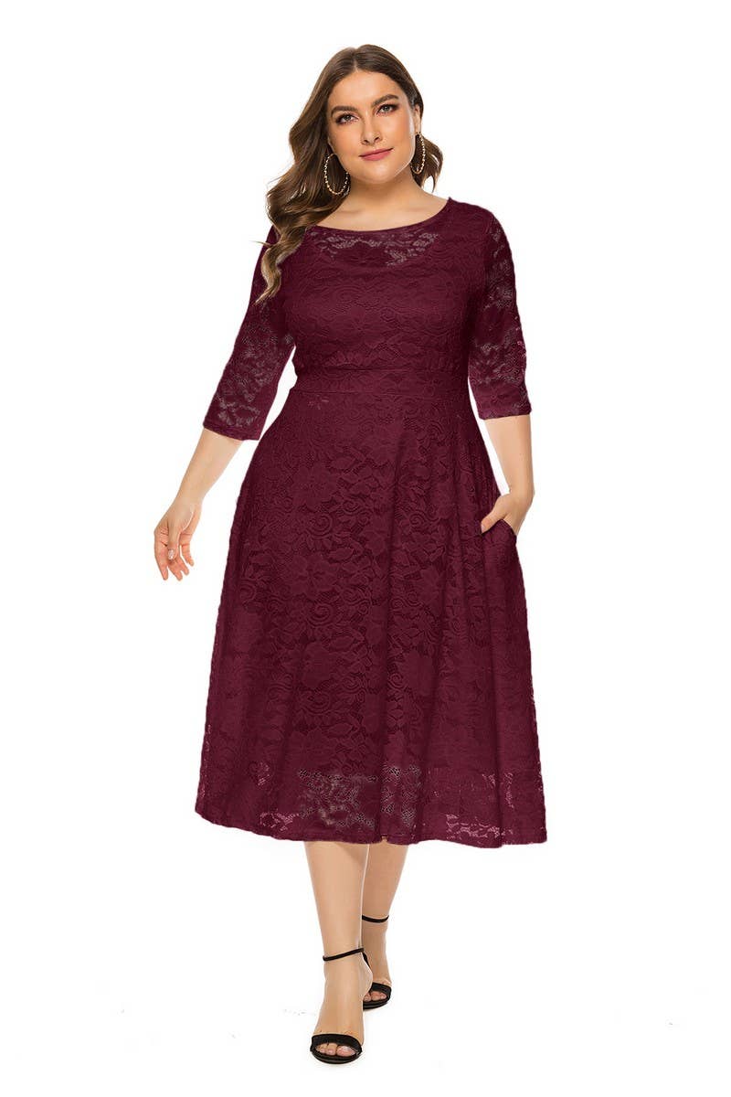 CWDMD3207_PLUS SIZE LACE POCKET EVENING GOWN DRESS