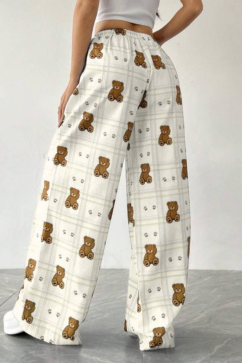 CWBLP2084_ELASTIC WAIST PRINTED LOOSE STRAIGHT LOUNGE PANTS