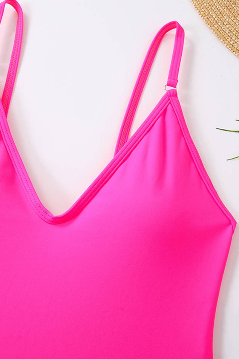 CWMW0816_LADIES' SEXY SOLID COLOR ONE-PIECE SWIMSUIT