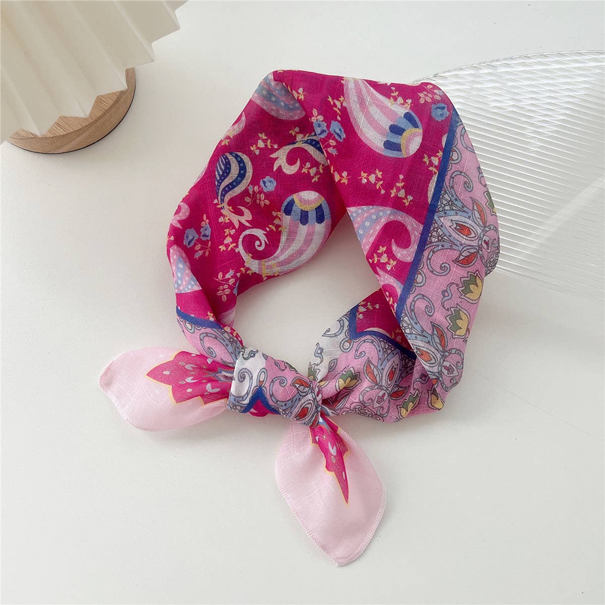 Cotton Linen Square Scarf - Breathable Neck Wrap