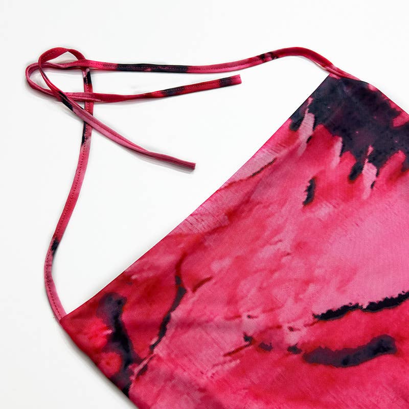 Cross backless printed body-hugging dress