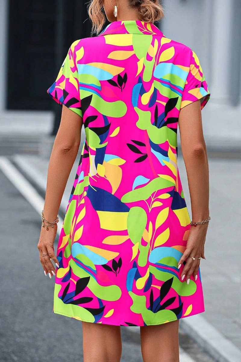 CWTDSS0057_SUMMER PRINTED SHORT SLEEVE SHIRT DRESS