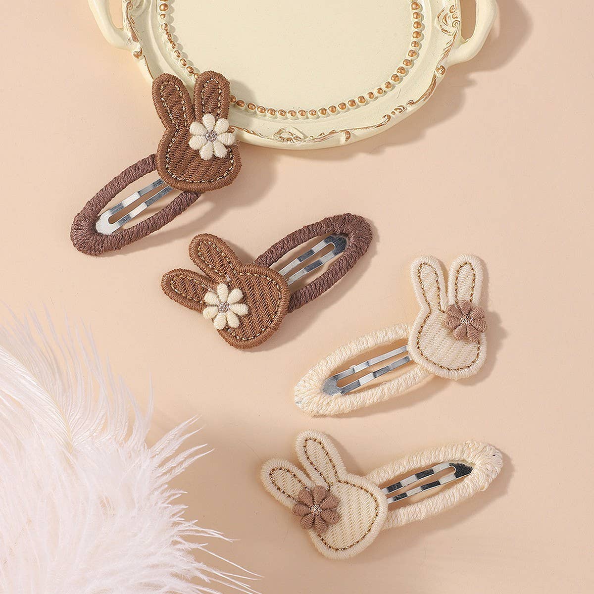Fresh Bunny Flower Hair Clip Set for Girls
