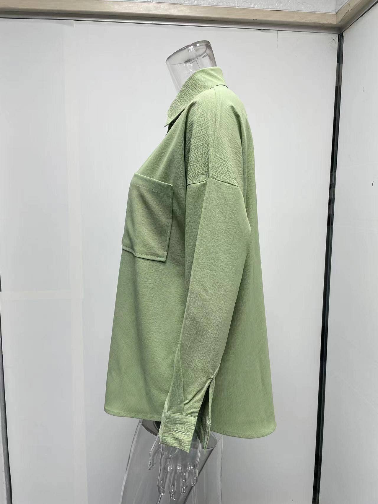 BAT-SLEEVED CASUAL SOLID COLOR LONG-SLEEVED SHIRT