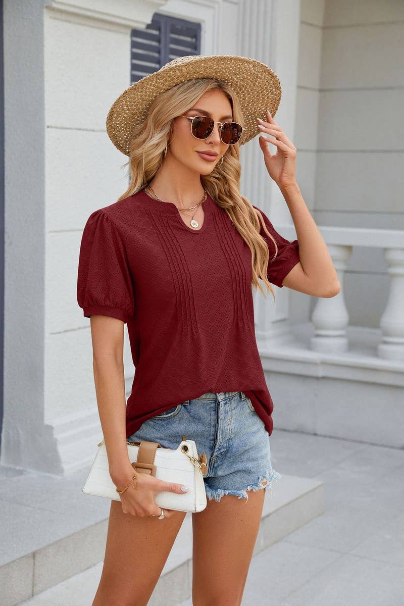 CWTTS0836_Round Neck Short Sleeve Knit Top