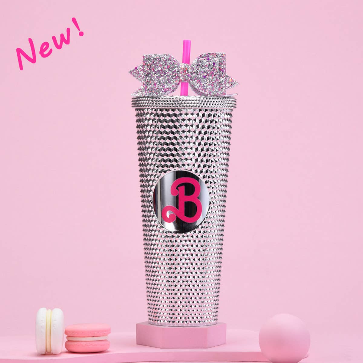 DOUBLE LAYER PORTABLE PLASTIC STRAW DIAMOND CUP