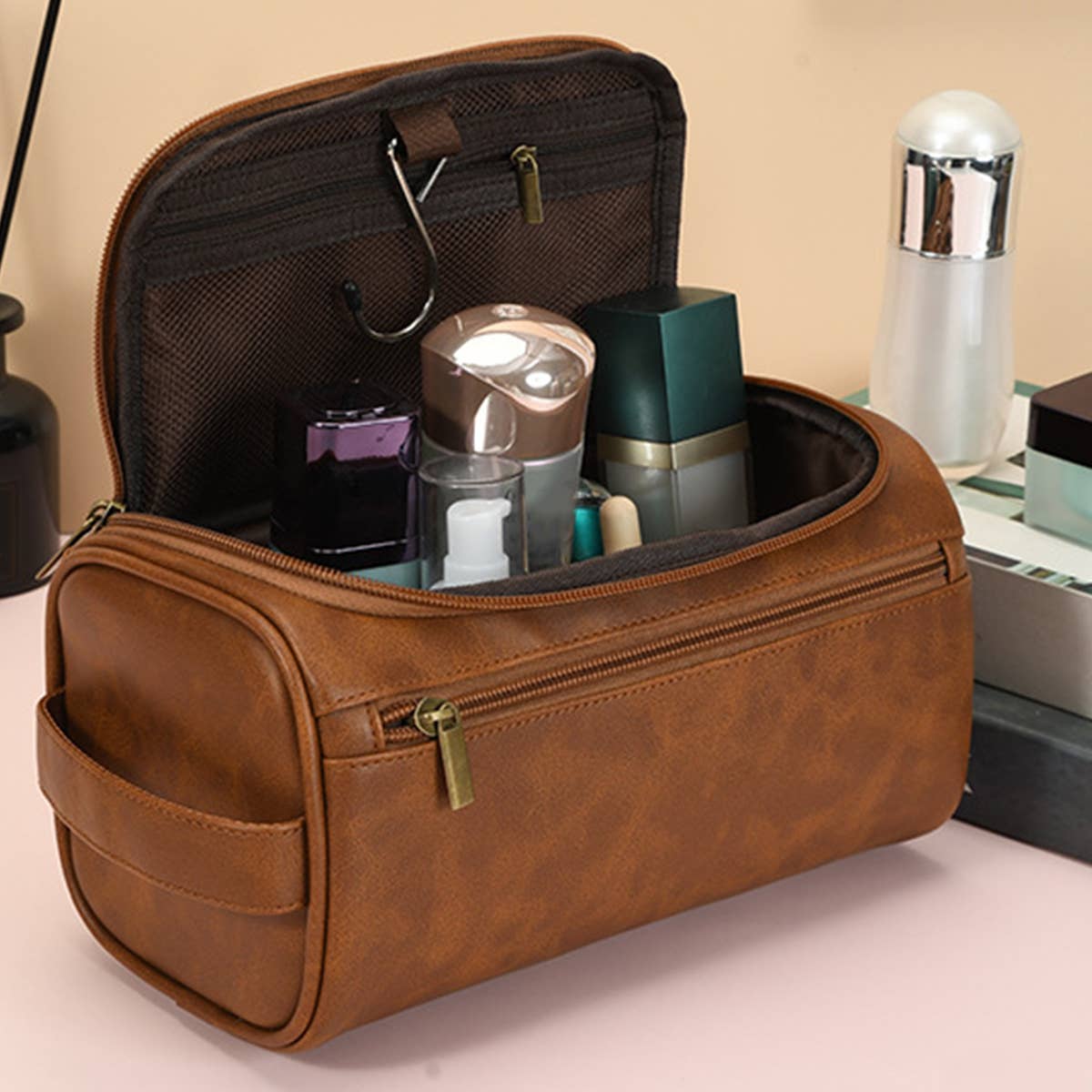 RETRO TRAVEL PU LEATHER COSMETIC BAG_CWAB0576