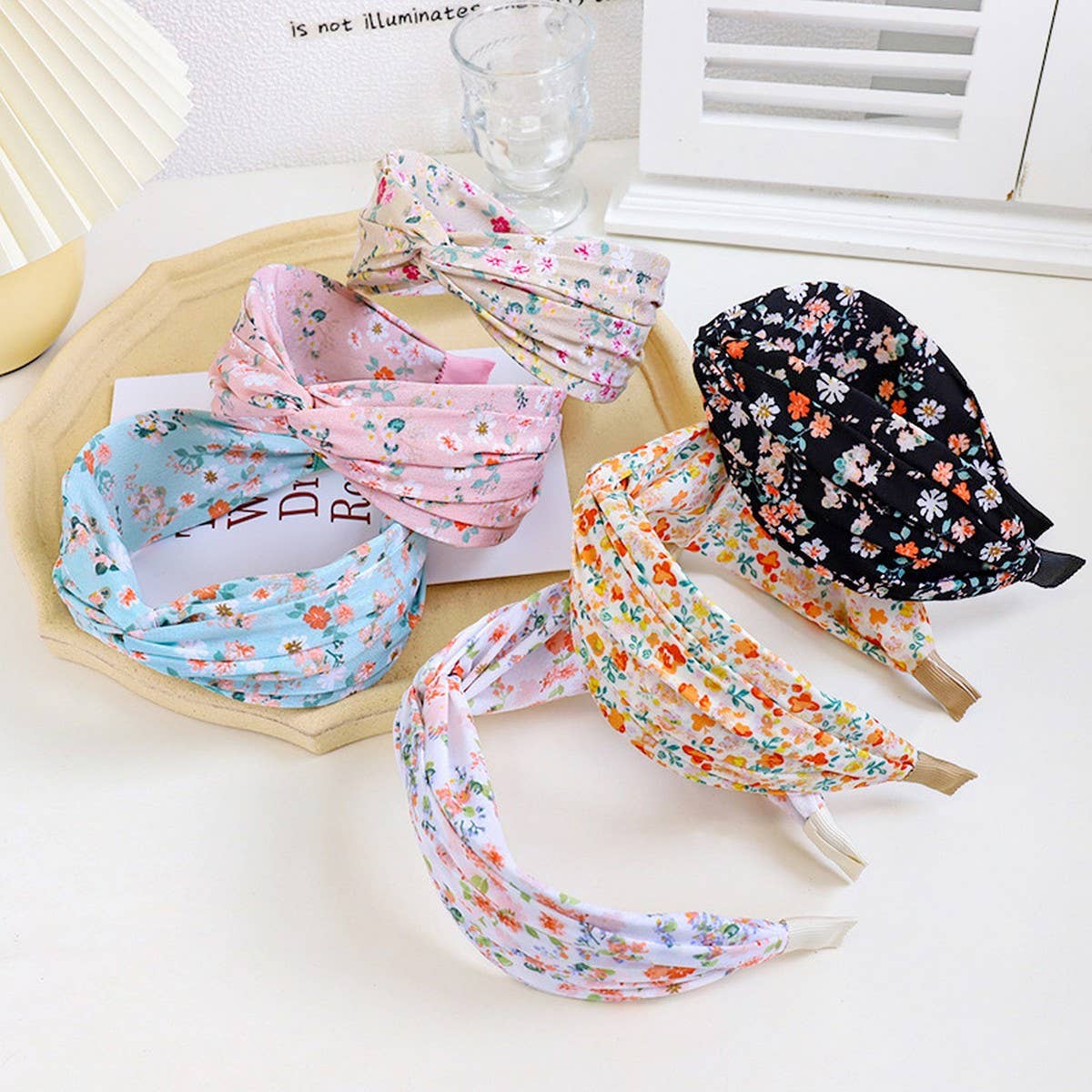 SMALL FLORAL CROSS KNOTTED HEADBANDS_CWAHA1151