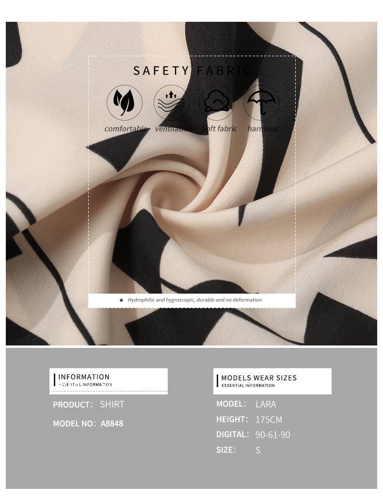 Draping geometric print long-sleeved shirt