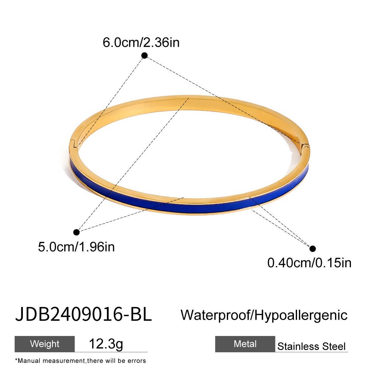 Titanium Steel Enamel Clasp Bracelet, Luxury Style