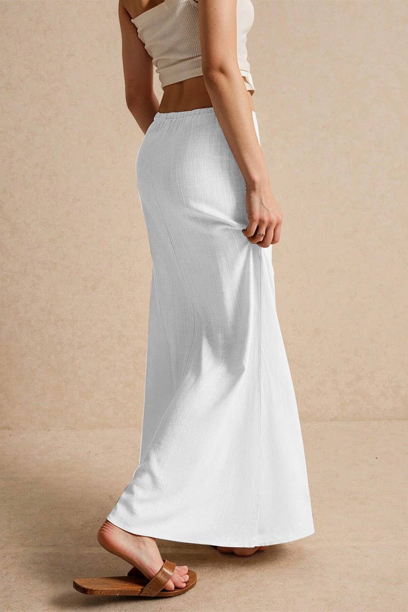 CWBLS0556_SOLID COLOR DRAWSTRING ELASTIC WAIST SKIRT