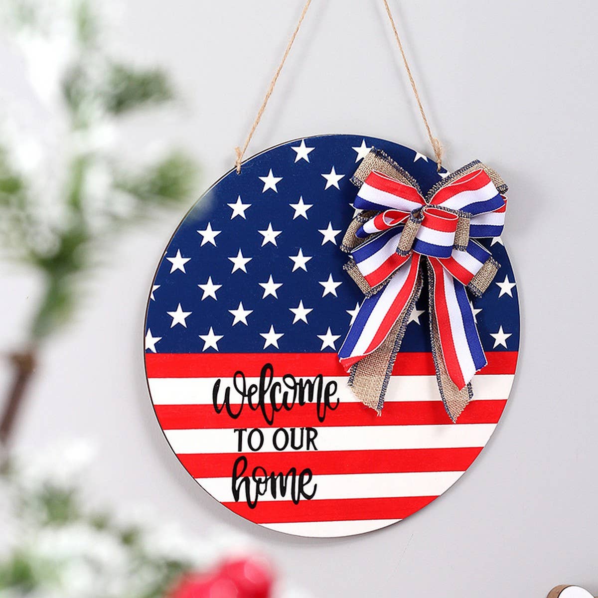 Independence Day USA Flag Wooden Door Sign_CWMM9894