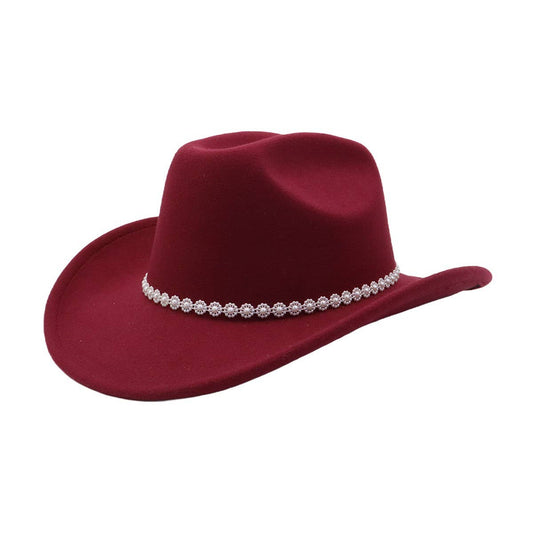 New Wool Fedora Cowboy Hat Western Ethnic Style_CWAH04455