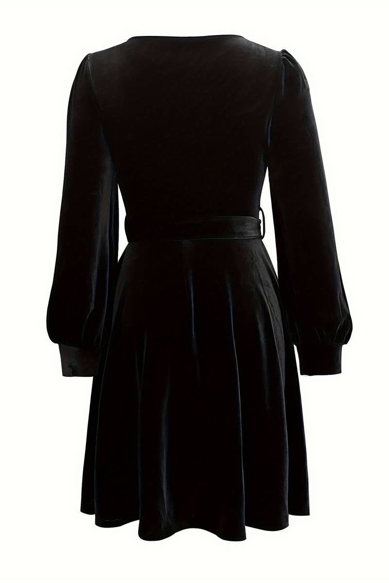 CWDSD7622_ELEGANT AND VERSATILE SLIM WAIST STRETCH DRESS