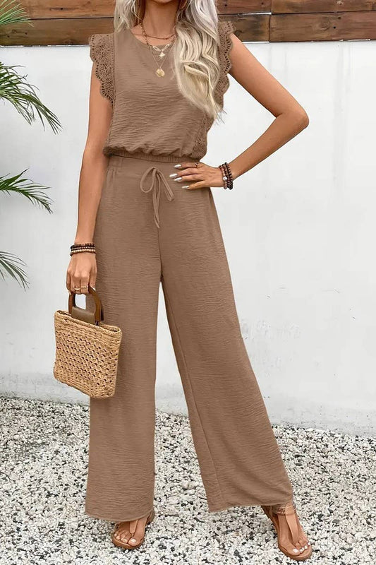 CWSTB2055_LACE TRIM CASUAL FASHION TWO-PIECE SET