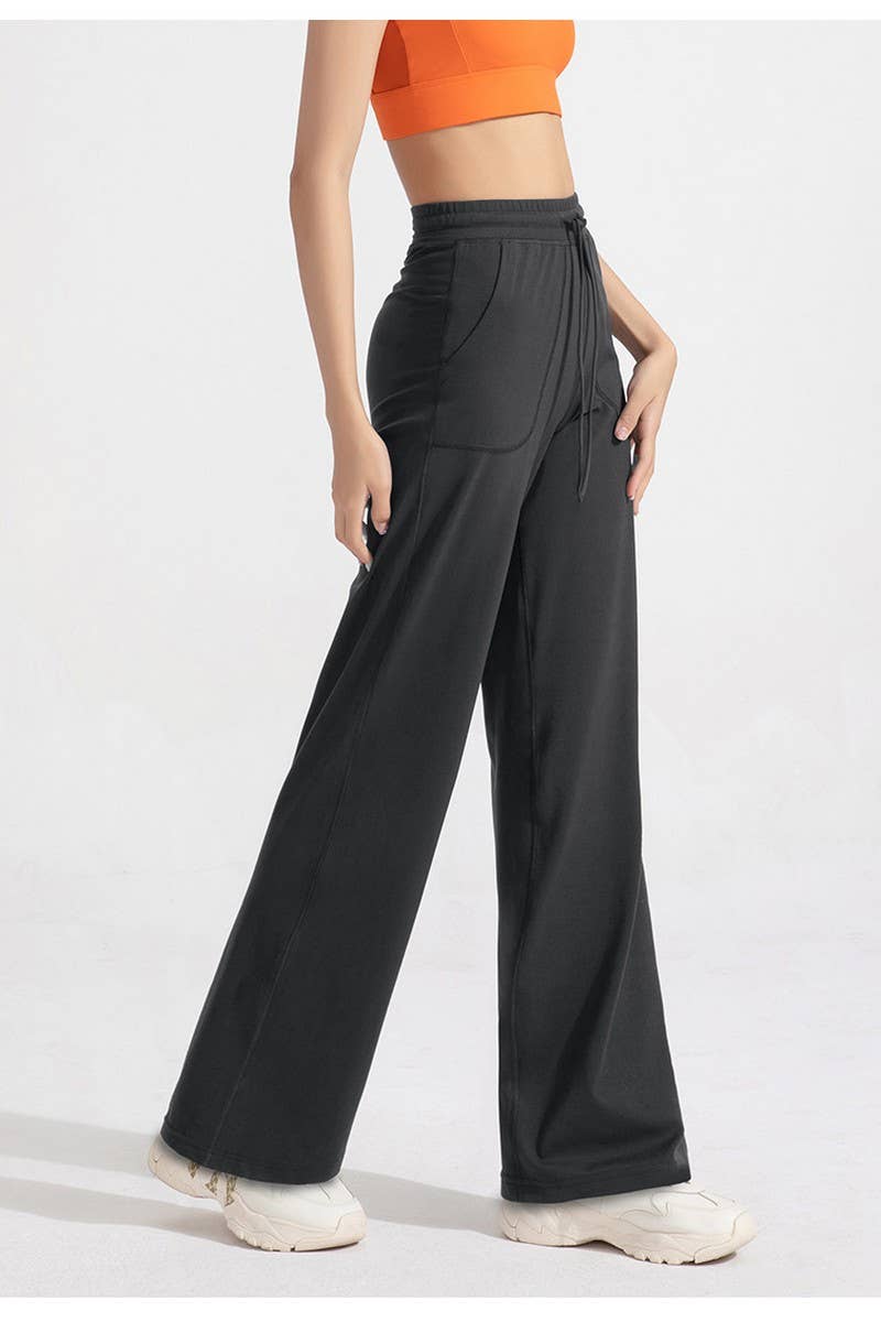 CWBLP1509_HIGH WAIST LOOSE POCKET WIDE LEG YOGA PANTS
